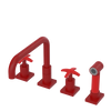 Rubinet Widespread Kitchen Set with Genesis Spout with Hand Spray Maroon
