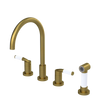 Rubinet Widespread Kitchen Set with Hand Spray Antique Brass Matt