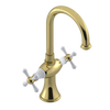 Rubinet Single Hole Dual Handle Lav. Set. (less drain) Natural Brass