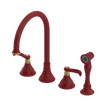 Rubinet Widespread Kitchen Set with Hand Spray Maroon