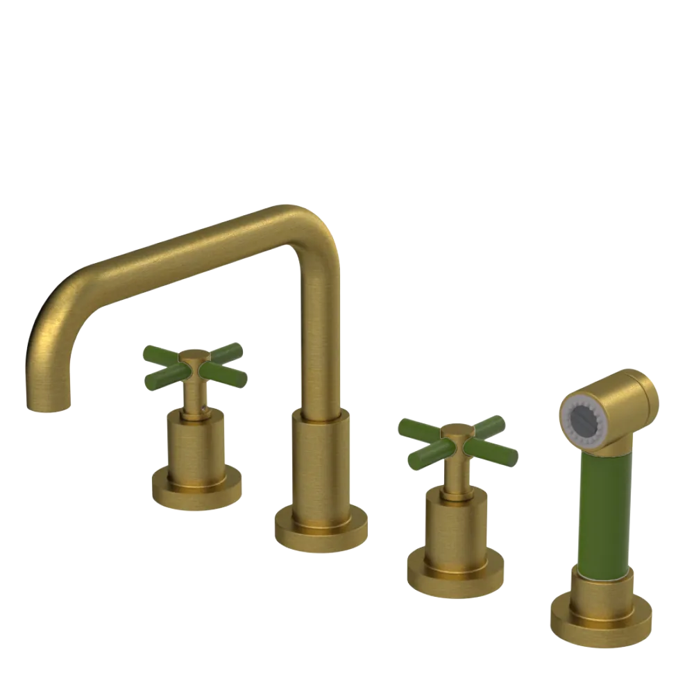 Rubinet Widespread Kitchen Set with Hand Spray Antique Brass Matt