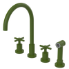 Rubinet Widespread Kitchen Set with LaSalle Spout with Hand Spray Green Envy