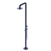 Rubinet Pressure Balance Outdoor Shower with Hand Held Shower & 10" Shower Head - 304 Stainless Steel Midnight Blue