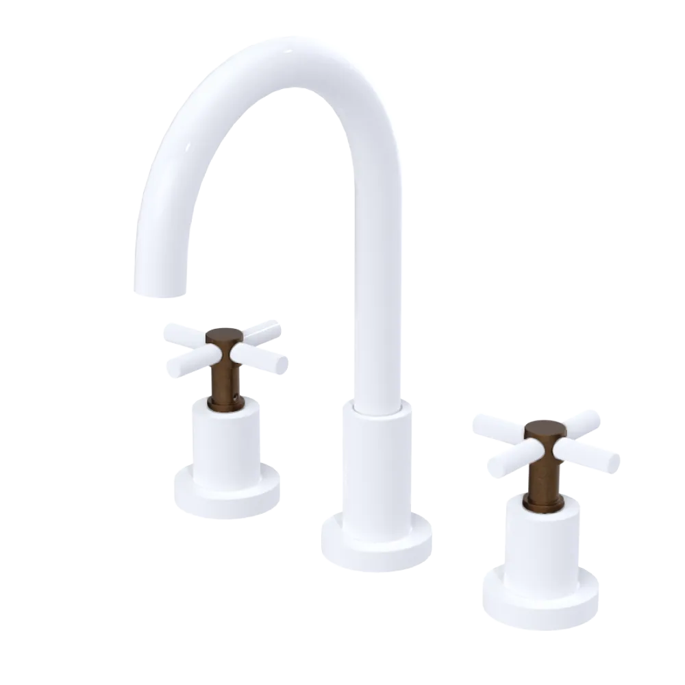 Rubinet Widespread Kitchen Set with LaSalle Spout White