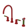 Rubinet Widespread Kitchen Set with Hand Spray Maroon