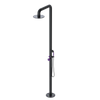 Rubinet Pressure Balance Outdoor Shower with Hand Held Shower & 10" Shower Head - 304 Stainless Steel Matt Black