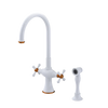 Rubinet Two Handle Single Hole Kitchen Set with Hand Spray White