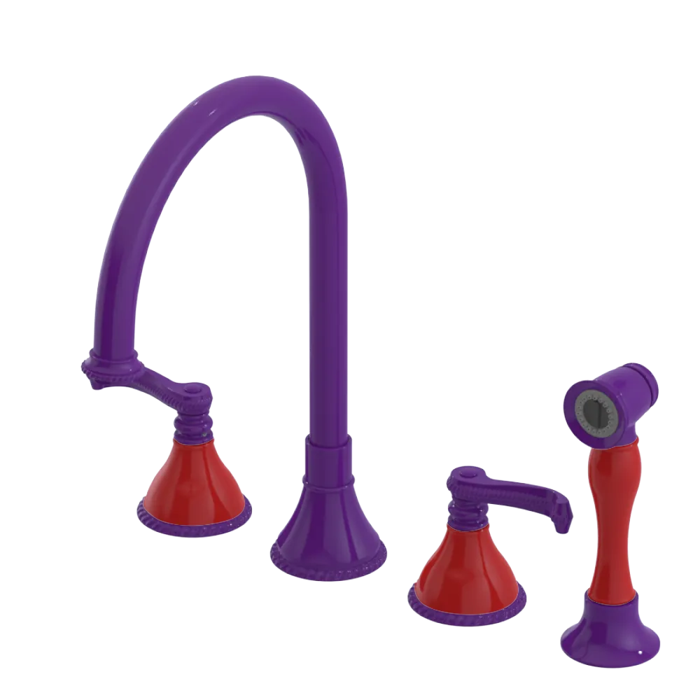 Rubinet Widespread Kitchen Set with Hand Spray Purple Haze