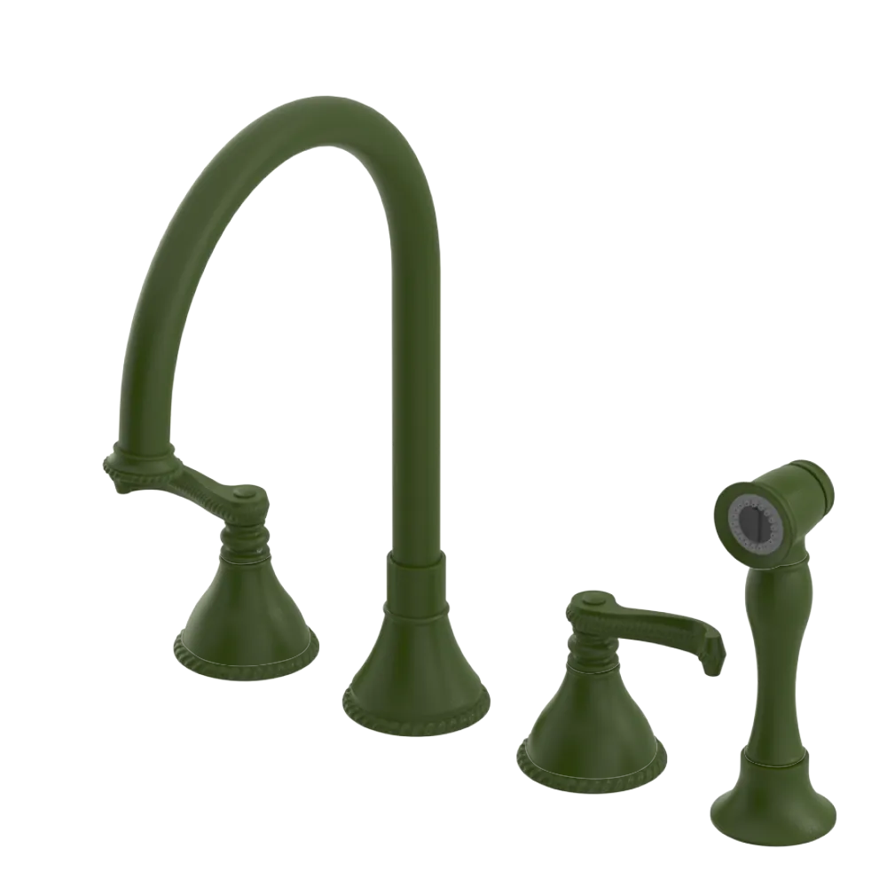 Rubinet Widespread Kitchen Set with Hand Spray Green Envy