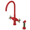 Rubinet Two Handle Single Hole Kitchen Set with LaSalle Spout with Hand Spray Red