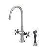 Rubinet Two Handle Single Hole Kitchen Set with Hand Spray Satin Nickel
