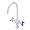Rubinet Two Handle Single Hole Kitchen Set with LaSalle Spout White