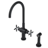Rubinet Two Handle Single Hole Kitchen Set with LaSalle Spout with Hand Spray Matt Black
