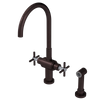 Rubinet Two Handle Single Hole Kitchen Set with LaSalle Spout with Hand Spray Oil Rubbed Bronze