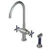 Rubinet Two Handle Single Hole Kitchen Set with LaSalle Spout with Hand Spray Satin Nickel