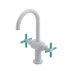 Rubinet Single Hole Dual Handle Lav. Set with LaSalle Spout (less drain) White