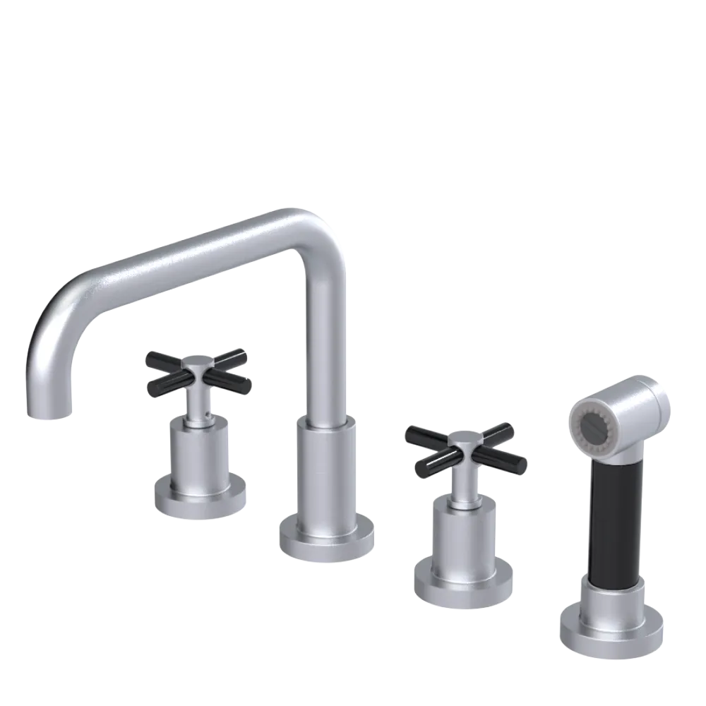 Rubinet Widespread Kitchen Set with Hand Spray Satin Chrome
