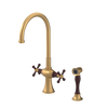 Rubinet Two Handle Single Hole Kitchen Set with Hand Spray Satin Gold