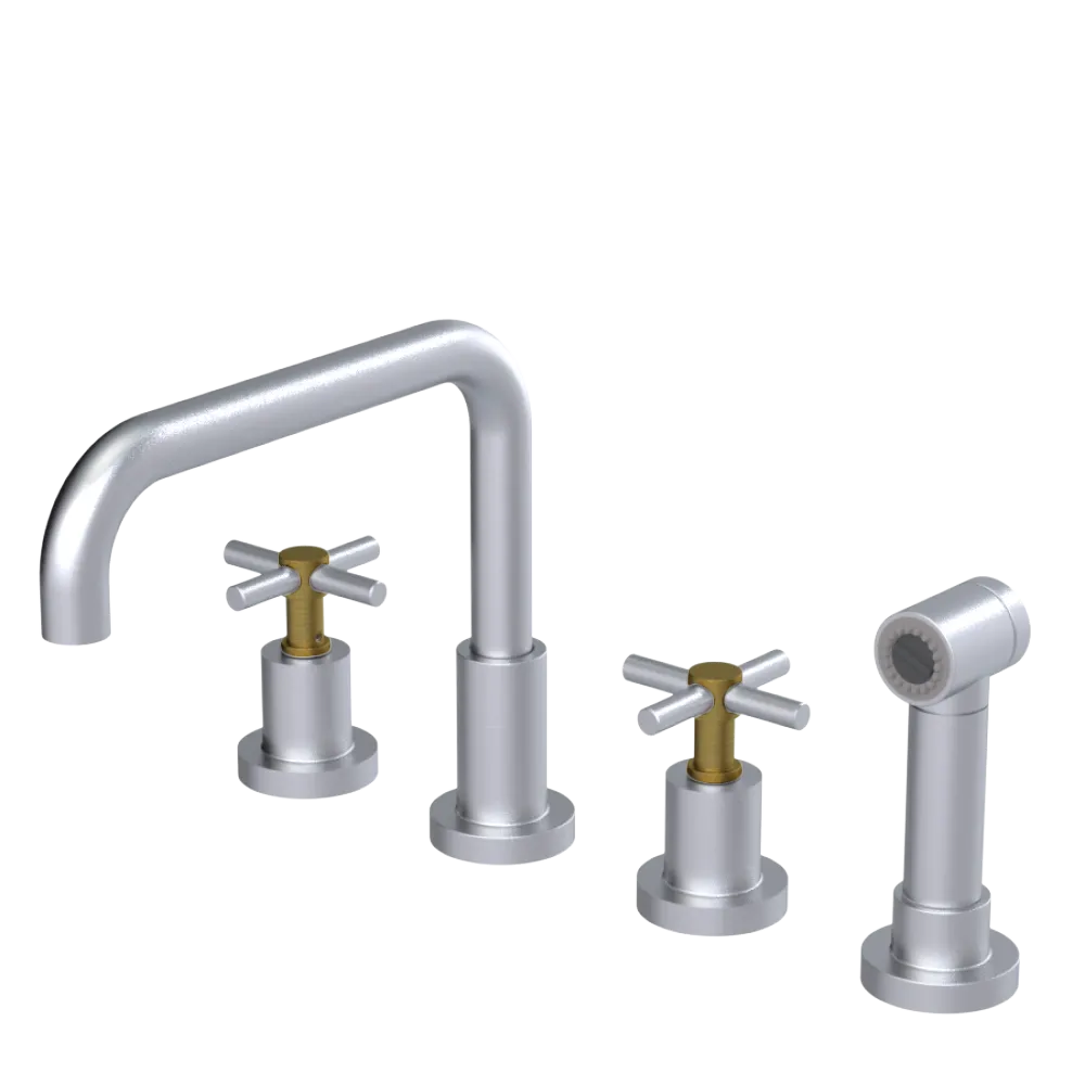 Rubinet Widespread Kitchen Set with Hand Spray Satin Chrome