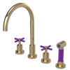 Rubinet Widespread Kitchen Set with LaSalle Spout with Hand Spray Gold
