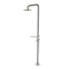 Rubinet Pressure Balance Outdoor Shower with Hand Held Shower & 10" Shower Head (with shelf) - 304 Stainless Steel Polished Nickel