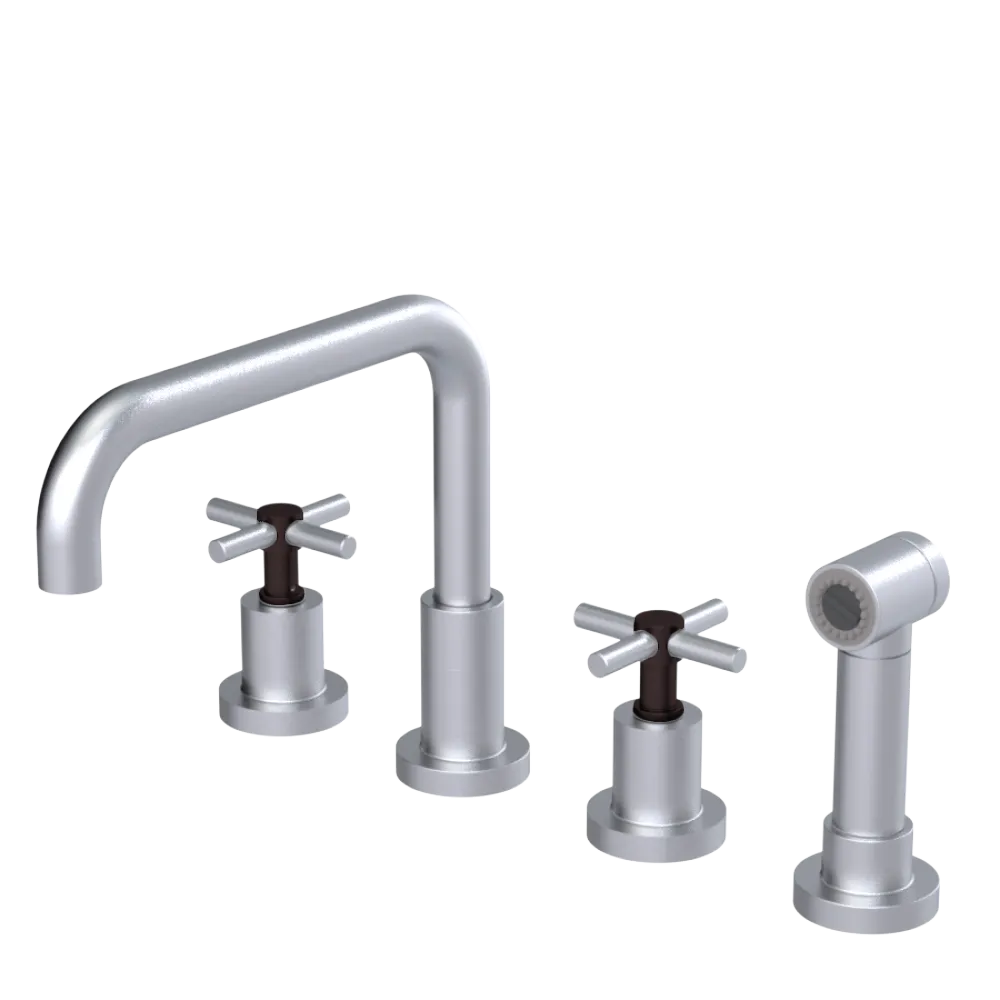 Rubinet Widespread Kitchen Set with Hand Spray Satin Chrome