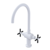 Rubinet Two Handle Single Hole Kitchen Set with LaSalle Spout Matt White