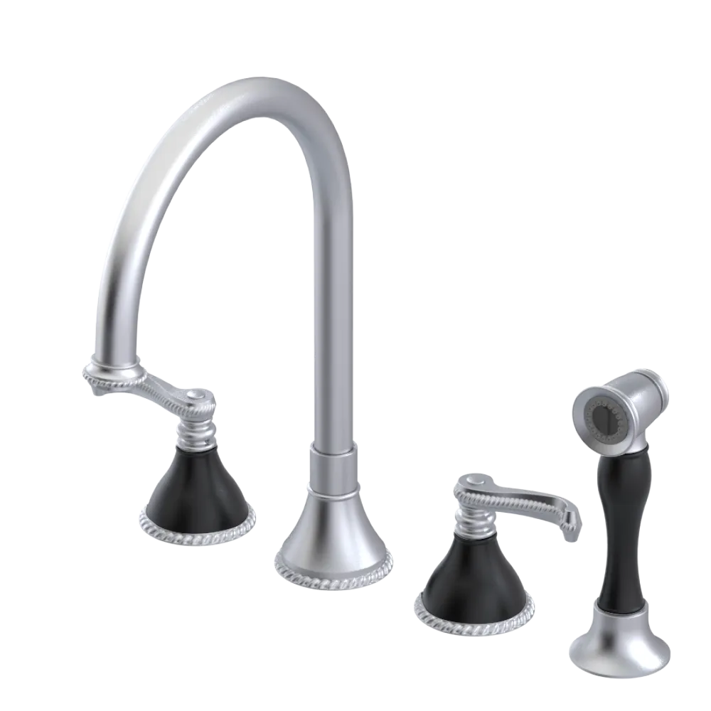 Rubinet Widespread Kitchen Set with Hand Spray Satin Chrome