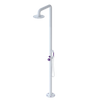 Rubinet Pressure Balance Outdoor Shower with Hand Held Shower & 10" Shower Head - 304 Stainless Steel Matt White