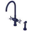 Rubinet Two Handle Single Hole Kitchen Set with LaSalle Spout with Hand Spray Midnight Blue
