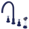 Rubinet Widespread Kitchen Set with LaSalle Spout with Hand Spray Midnight Blue