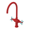 Rubinet Two Handle Single Hole Kitchen Set with LaSalle Spout Red