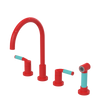 Rubinet Widespread Kitchen Set with Hand Spray Red
