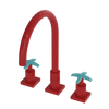 Rubinet Widespread Kitchen Set Red