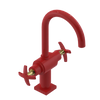Rubinet Single Hole Dual Handle Lav. Set. (less drain) Red