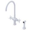 Rubinet Two Handle Single Hole Kitchen Set with LaSalle Spout with Hand Spray White