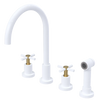 Rubinet Widespread Kitchen Set with LaSalle Spout with Hand Spray White