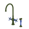Rubinet Two Handle Single Hole Kitchen Set with Hand Spray Green Envy