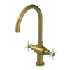 Rubinet Two Handle Single Hole Kitchen Set with LaSalle Spout Antique Brass Matt