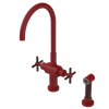 Rubinet Two Handle Single Hole Kitchen Set with LaSalle Spout with Hand Spray Maroon