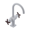 Rubinet Single Hole Dual Handle Lav. Set. (less drain) Matt White