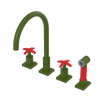 Rubinet Widespread Kitchen Set with Hand Spray Green Envy