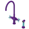Rubinet Two Handle Single Hole Kitchen Set with LaSalle Spout with Hand Spray Purple Haze