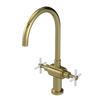 Rubinet Two Handle Single Hole Kitchen Set with LaSalle Spout Natural Brass