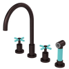 Rubinet Widespread Kitchen Set with LaSalle Spout with Hand Spray Oil Rubbed Bronze
