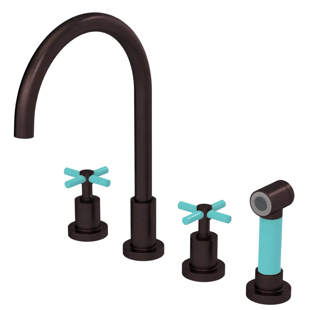 Rubinet Widespread Kitchen Set with LaSalle Spout with Hand Spray Oil Rubbed Bronze