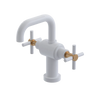 Rubinet Single Hole Dual Handle Lav. Set. (less drain) White