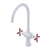 Rubinet Two Handle Single Hole Kitchen Set with LaSalle Spout White