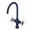 Rubinet Two Handle Single Hole Kitchen Set with LaSalle Spout Midnight Blue