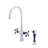 Rubinet Two Handle Single Hole Kitchen Set with Hand Spray White